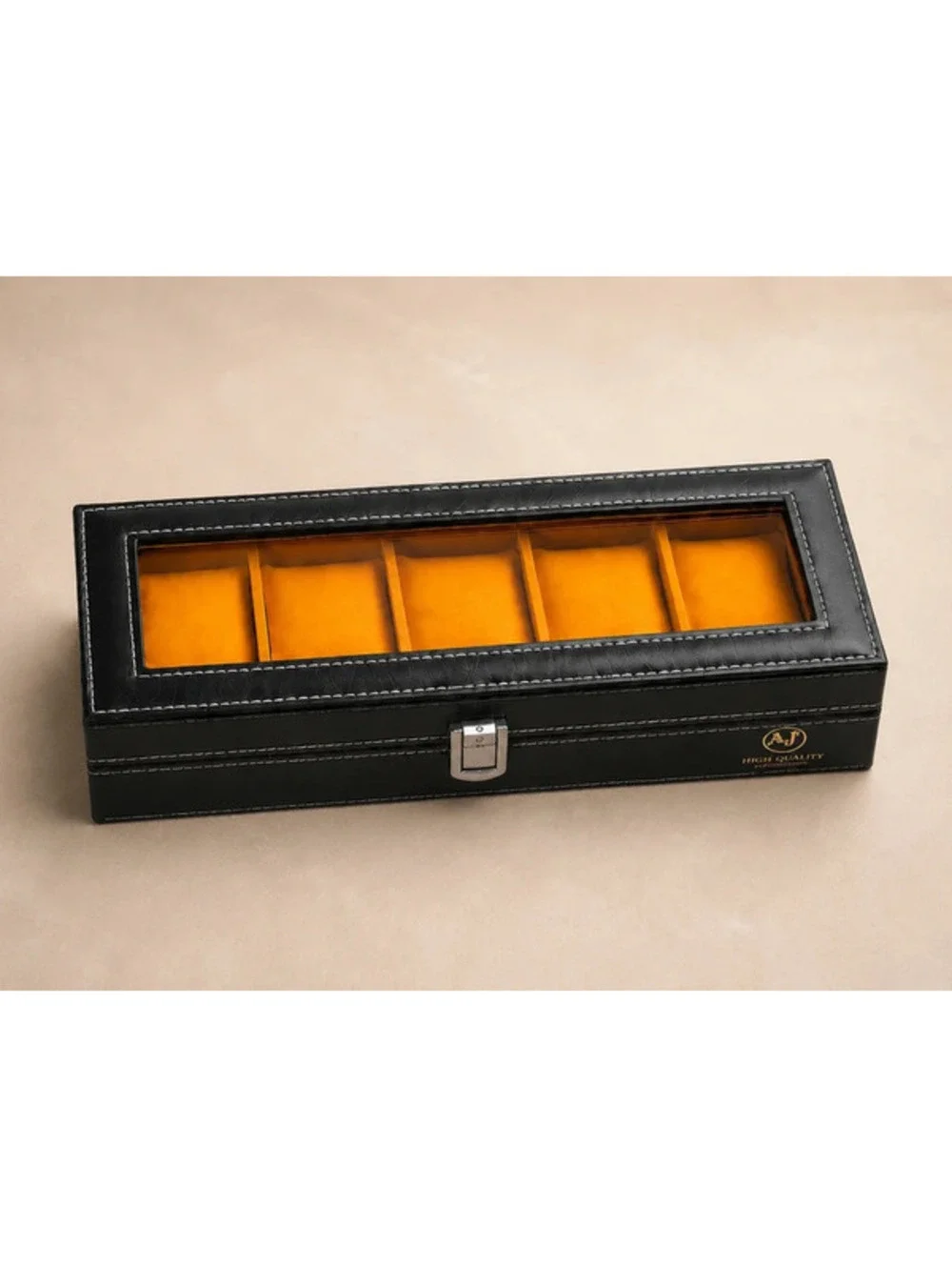 #700   AJ VIP Co0llection 5-Watch Display Case – Orange Interior – New